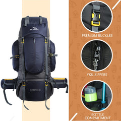 EXPEDITION 80L Rucksack with shoe compartment & Rain Cover - Navyblue (Clearance Sale)