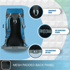 Hover 50L Backpack for Men & Women with Multi-Pocket Design & with Lightweight Build - Englishblue(clearance sale)
