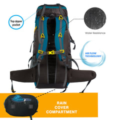 Trailblaze 75 L Trekking Bag with Rain Cover & Durable Zippers-EnglishBlue (Clearance Sale)