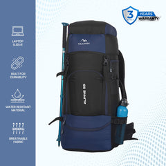 ALPINE 55L Travel Backpack Front & Top Loading Bag for Men & Women -blue