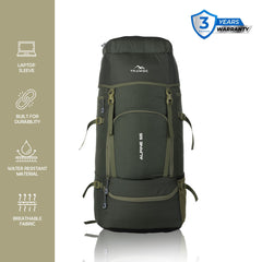 ALPINE 55L Travel Backpack Front & Top Loading Bag for Men & Women -Olivegreen