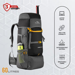 EMBER 60 L Travel Backpack Hiking Trekking Bag for Men & Women-Grey(clearance sale)
