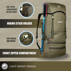 Glide 50 L Backpack featuring Water-Resistant Fabric & Lightweight Build – Olivegreen(clearance sale)