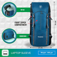 Hover 50L Backpack for Men & Women with Multi-Pocket Design & with Lightweight Build - Englishblue(clearance sale)