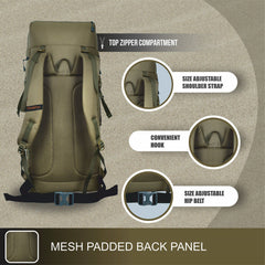 Glide 50 L Backpack featuring Water-Resistant Fabric & Lightweight Build – Olivegreen(clearance sale)