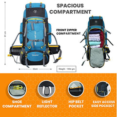 Trailmaster 80L Backpack for Hiking & Travel with Laptop Compartment & Multi-Pocket Design - SkyBlue(clearance sale)