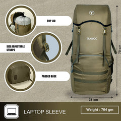 Glide 50 L Backpack featuring Water-Resistant Fabric & Lightweight Build – Olivegreen(clearance sale)