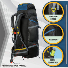 Valor Max 75 L Backpack with Ergonomic Shoulder Straps & Shoe Compartment-English Blue (Clearance Sale)