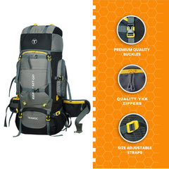 Trailmaster 80L Backpack for Hiking & Travel with Laptop Compartment & Multi-Pocket Design - Grey(clearance sale)
