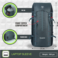 Hover 50L Backpack for Men & Women with Multi-Pocket Design & with Lightweight Build-Grey(clearance sale)