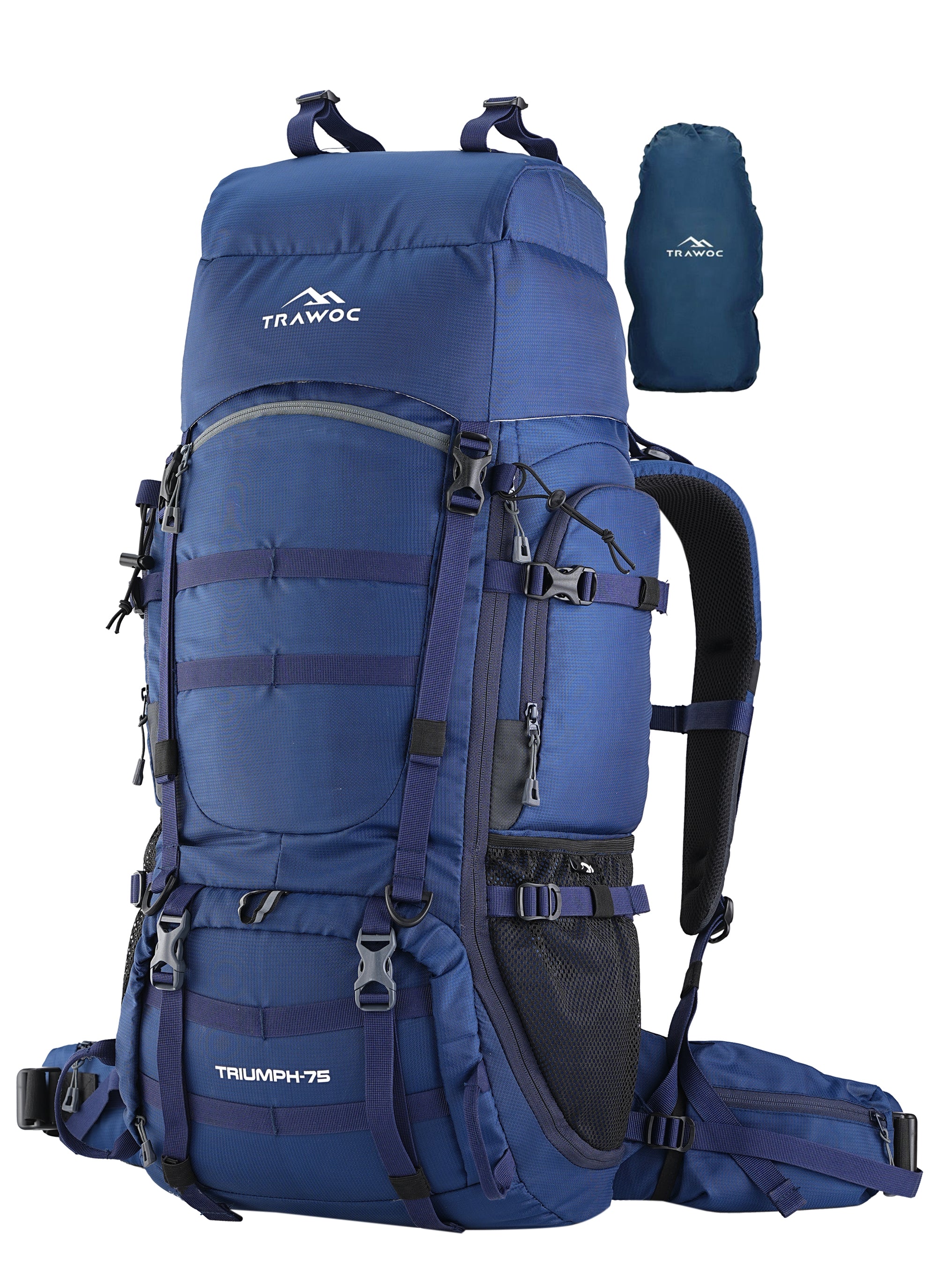 Trawoc Camping Backpack (75Ltr) | With Shoe Compartment & Rain Cover