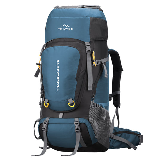 Trailblaze 75 L Trekking Bag with Rain Cover & Durable Zippers-Englishblue