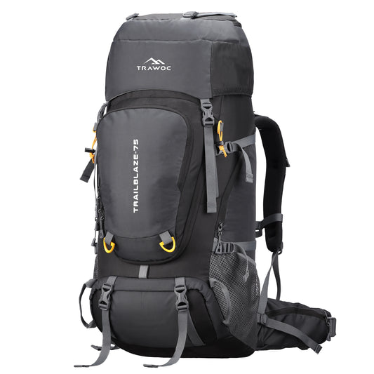 Trailblaze 75 L Trekking Bag with Rain Cover & Durable Zippers-Grey