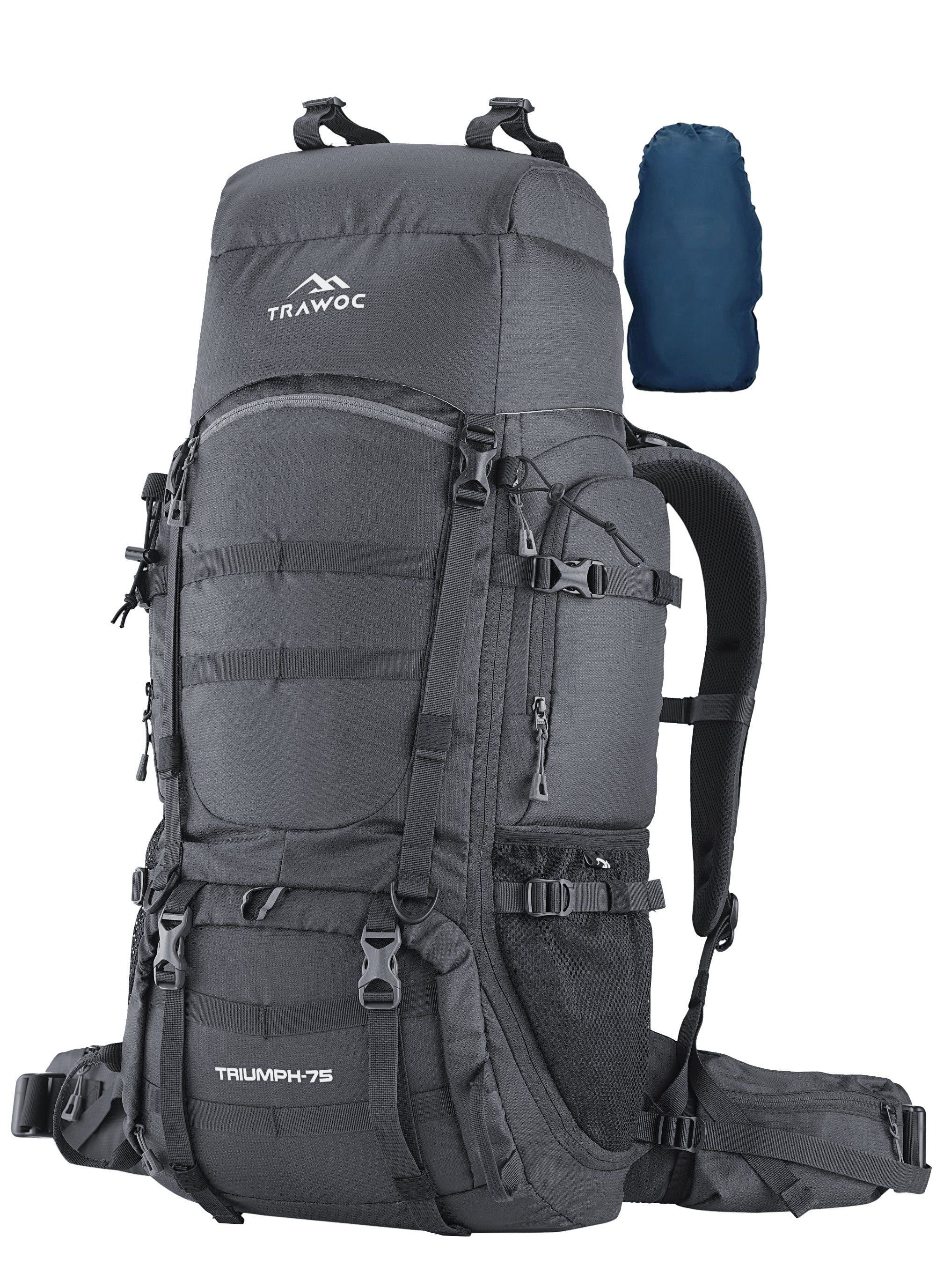 Triumph X 75 L Travel Backpack for Men & Women with Spacious Main Section & Shoe Compartment - Grey