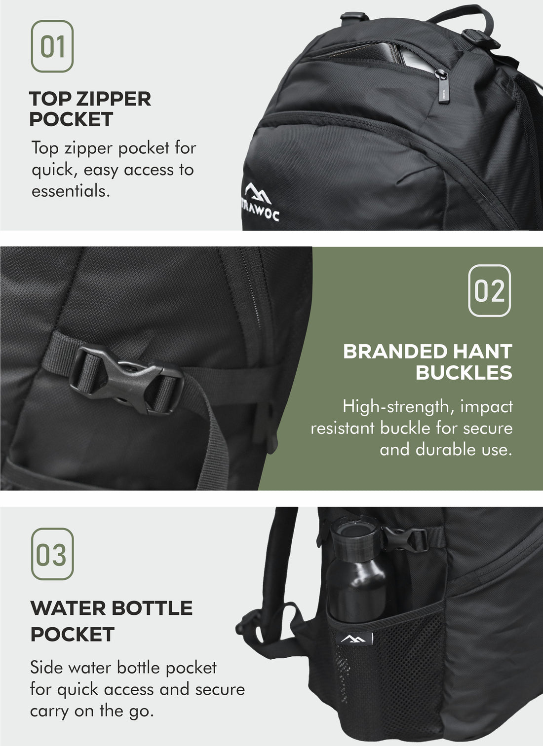 VIPER 30L Bag for Men and Women, Laptop Backpack with water resistant fabric - Black