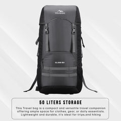 Glide 50 L Backpack featuring  Water-Resistant Fabric & Lightweight Build – Grey