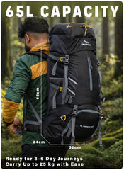 Flyspeck 65 L Travel Backpack with Lightweight Build & with Multi-Pocket Design – Black(clearance sale)