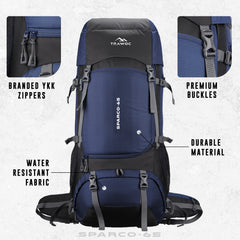 Sparco 65L Travel Backpack featuring with Laptop Compartment & Shoe Compartment – Navyblue