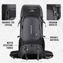 Sparco 65L Travel Backpack featuring with Laptop Compartment & Shoe Compartment – Grey