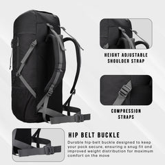 Glide 50 L Backpack featuring Water-Resistant Fabric & Lightweight Build – Black