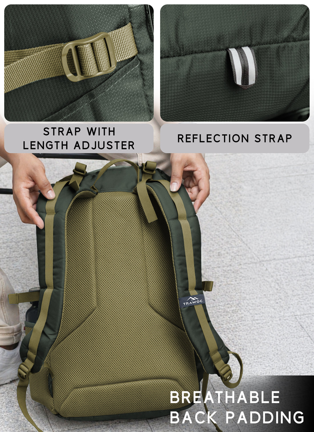 HAVOK 30L Unisex Laptop Backpack Ideal Travelling Casual use - Olive Green