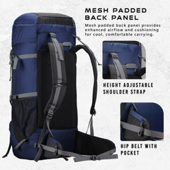 Sparco 65L Travel Backpack featuring with Laptop Compartment & Shoe Compartment – Navyblue