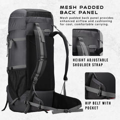 Sparco 65L Travel Backpack featuring with Laptop Compartment & Shoe Compartment – Grey