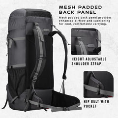 Sparco 65L Travel Backpack featuring with Laptop Compartment & Shoe Compartment – Grey