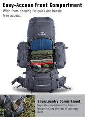 Thunderstorm 90L Rucksack for Men & Women with Shoe Compartment & Water-Resistant Fabric - Grey