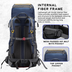 Cliffhiker 65 L Rucksack featuring Durable Zippers &  Laptop Compartment – Grey