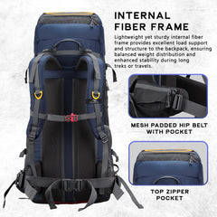 Cliffhiker 65 L Rucksack featuring with Durable Zippers & Laptop Compartment – Black