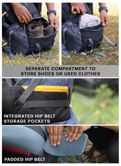 INVICTUS 60L Travel Backpack Hiking Bag for Men & Women with Rain Cover-Grey