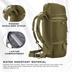 Hover 50L Backpack for Men & Women with Multi-Pocket Design & with Lightweight Build-olivegreen