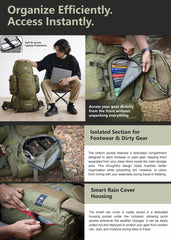Wildwing 95L (80+15) Bag for Hiking & Travel with Shoe Compartment & Water-Resistant-Olivegreen