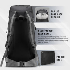 Glide 50 L Backpack featuring Water-Resistant Fabric & Lightweight Build – Black