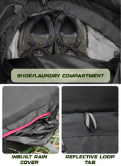 Sparco 65L Travel Backpack featuring with Laptop Compartment & Shoe Compartment – Black(clearance sale)