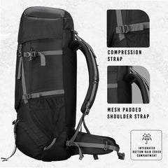 Sparco 65L Travel Backpack featuring with Laptop Compartment & Shoe Compartment – Black