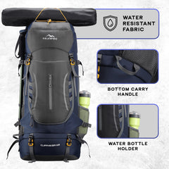 Cliffhiker 65 L Rucksack featuring Durable Zippers & Laptop Compartment – Grey