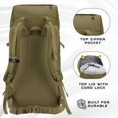 Hover 50L Backpack for Men & Women with Multi-Pocket Design & with Lightweight Build-olivegreen