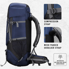 Sparco 65L Travel Backpack featuring with Laptop Compartment & Shoe Compartment – Navyblue