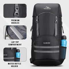 Glide 50 L Backpack featuring Water-Resistant Fabric & Lightweight Build – Black