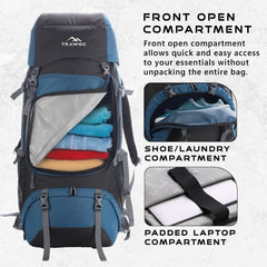 Sparco 65L Travel Backpack featuring with Laptop Compartment & Shoe Compartment – Englishblue