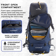 Cliffhiker 65 L Rucksack featuring with Durable Zippers & Laptop Compartment – Black