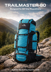 Trailmaster 80L Backpack for Hiking & Travel with Laptop Compartment & Multi-Pocket Design - SkyBlue(clearance sale)