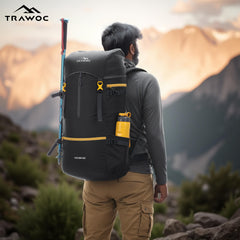 Hover 50L Backpack for Men & Women, Light weight with Multi-Pocket & Rain Cover - Black