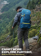 Hover 50L Backpack for Men & Women, Light weight with Multi-Pocket & Rain Cover - Englishblue
