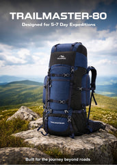 Trailmaster 80L Backpack for Hiking & Travel with Laptop Compartment & Multi-Pocket Design - NavyBlue(clearance sale)