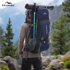 Trailblaze 75 L Trekking Bag with Rain Cover & Durable Zippers - NavyBlue