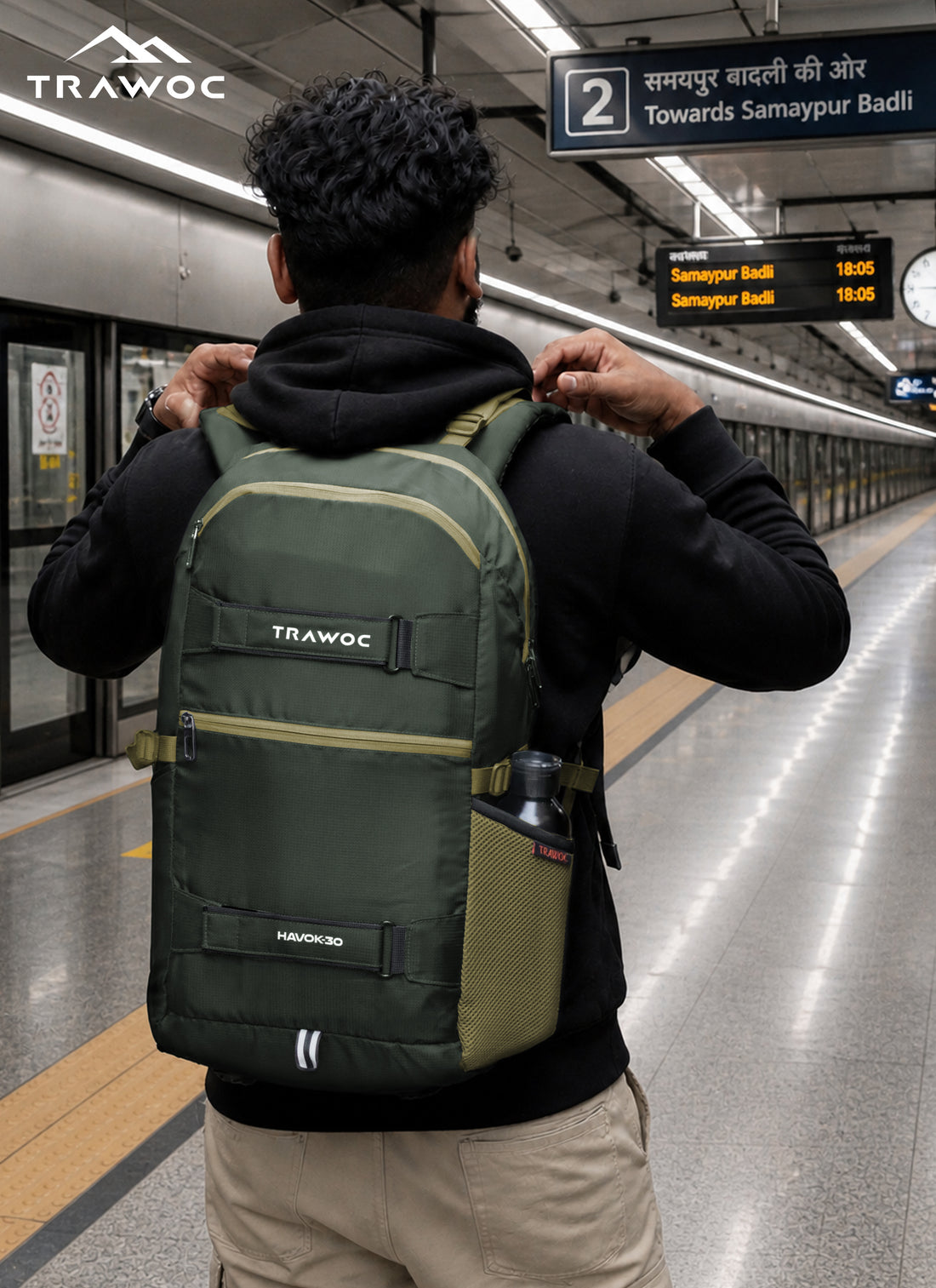 HAVOK 30L Unisex Laptop Backpack Ideal Travelling Casual use - Olive Green