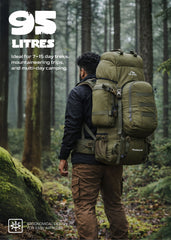Wildwing 95L (80+15) Bag for Hiking & Travel with Shoe Compartment & Water-Resistant-Olivegreen